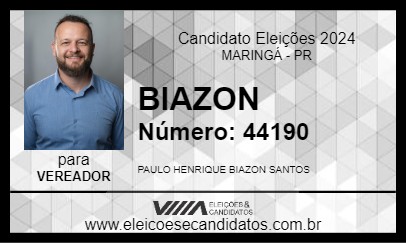 Candidato BIAZON 2024 - MARINGÁ - Eleições