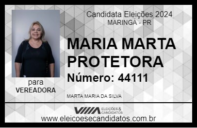 Candidato MARIA MARTA PROTETORA 2024 - MARINGÁ - Eleições