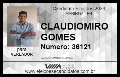 Candidato CLAUDIOMIRO GOMES 2024 - MARINGÁ - Eleições