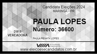 Candidato PAULA LOPES 2024 - MARINGÁ - Eleições