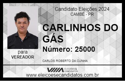 Candidato CARLINHOS DO GÁS 2024 - CAMBÉ - Eleições