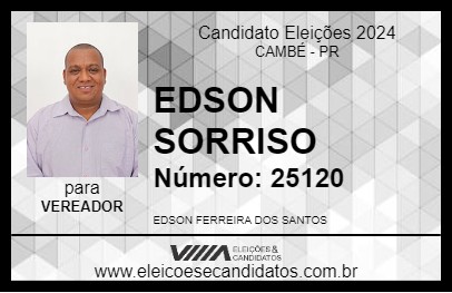 Candidato EDSON SORRISO 2024 - CAMBÉ - Eleições