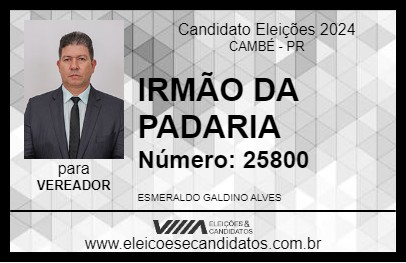 Candidato IRMÃO DA PADARIA 2024 - CAMBÉ - Eleições