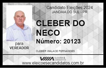 Candidato CLEBER DO NECO 2024 - JANDAIA DO SUL - Eleições