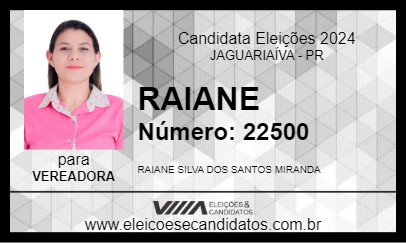 Candidato RAIANE 2024 - JAGUARIAÍVA - Eleições