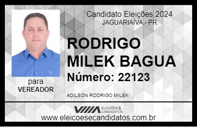 Candidato RODRIGO MILEK BAGUA 2024 - JAGUARIAÍVA - Eleições