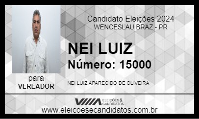 Candidato NEI LUIZ 2024 - WENCESLAU BRAZ - Eleições