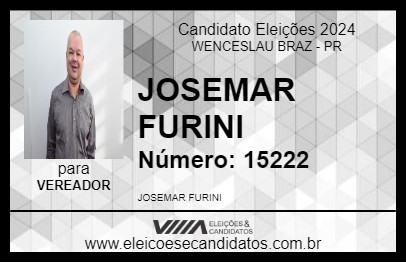 Candidato JOSEMAR FURINI 2024 - WENCESLAU BRAZ - Eleições