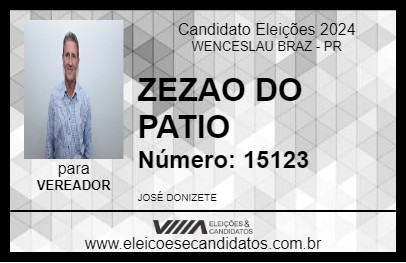 Candidato ZEZAO DO PATIO 2024 - WENCESLAU BRAZ - Eleições