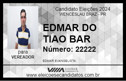 Candidato EDMAR DO TIAO BAR 2024 - WENCESLAU BRAZ - Eleições