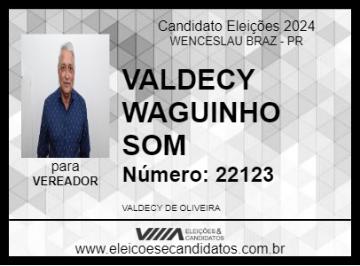 Candidato VALDECY WAGUINHO SOM 2024 - WENCESLAU BRAZ - Eleições