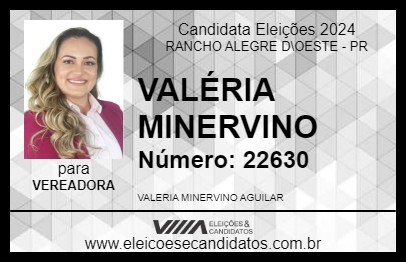 Candidato VALÉRIA MINERVINO 2024 - RANCHO ALEGRE D\OESTE - Eleições