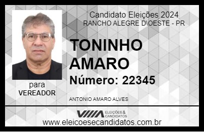 Candidato TONINHO AMARO 2024 - RANCHO ALEGRE D\OESTE - Eleições