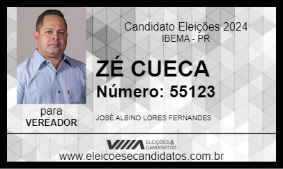 Candidato ZÉ CUECA 2024 - IBEMA - Eleições