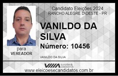 Candidato VANILDO DA SILVA 2024 - RANCHO ALEGRE D\OESTE - Eleições