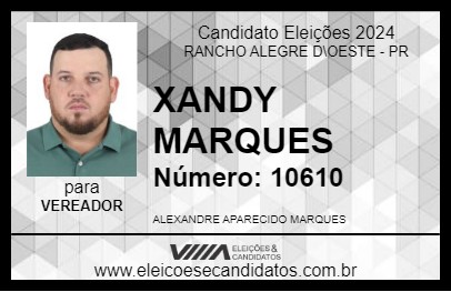 Candidato XANDY MARQUES 2024 - RANCHO ALEGRE D\OESTE - Eleições