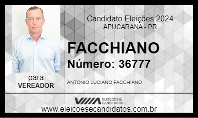 Candidato LUCIANO FACCHIANO 2024 - APUCARANA - Eleições