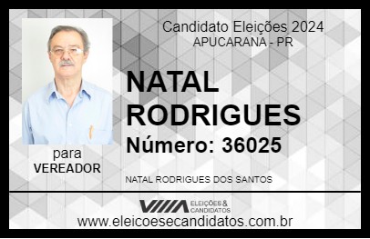 Candidato NATAL RODRIGUES 2024 - APUCARANA - Eleições