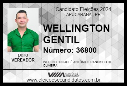 Candidato WELLINGTON GENTIL 2024 - APUCARANA - Eleições