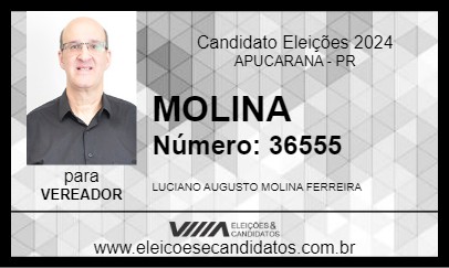 Candidato PROF. MOLINA 2024 - APUCARANA - Eleições