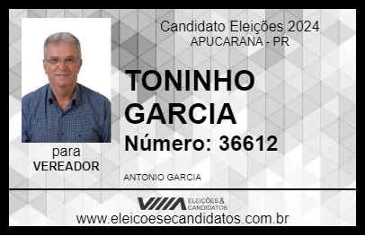 Candidato TONINHO GARCIA 2024 - APUCARANA - Eleições