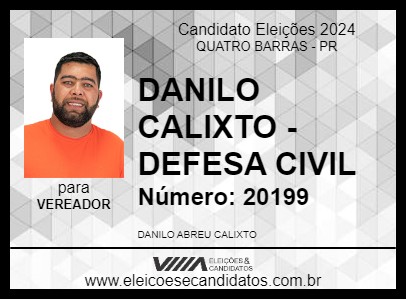 Candidato DANILO CALIXTO 2024 - QUATRO BARRAS - Eleições