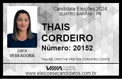 Candidato THAIS CORDEIRO 2024 - QUATRO BARRAS - Eleições