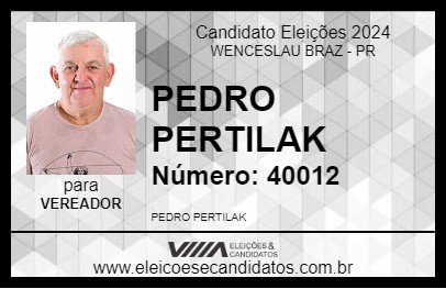 Candidato PEDRO PERTILAK 2024 - WENCESLAU BRAZ - Eleições