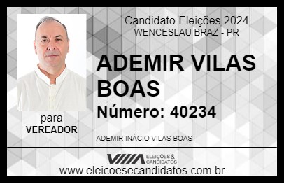 Candidato ADEMIR VILAS BOAS 2024 - WENCESLAU BRAZ - Eleições