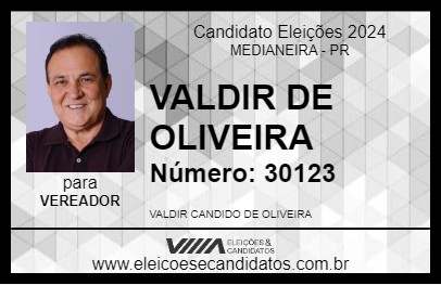 Candidato VALDIR DE OLIVEIRA 2024 - MEDIANEIRA - Eleições