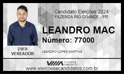 Candidato LEANDRO MAC 2024 - FAZENDA RIO GRANDE - Eleições