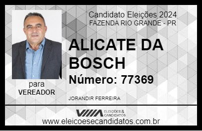 Candidato ALICATE DA BOSCH 2024 - FAZENDA RIO GRANDE - Eleições