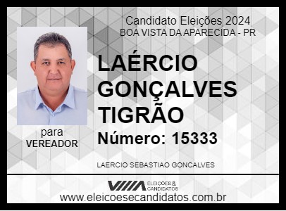 Candidato LAÉRCIO GONÇALVES TIGRÃO 2024 - BOA VISTA DA APARECIDA - Eleições