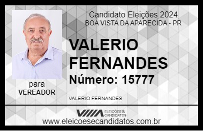 Candidato VALERIO FERNANDES 2024 - BOA VISTA DA APARECIDA - Eleições