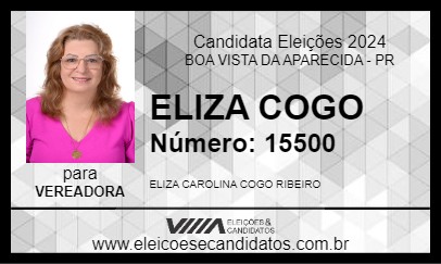 Candidato ELIZA COGO 2024 - BOA VISTA DA APARECIDA - Eleições