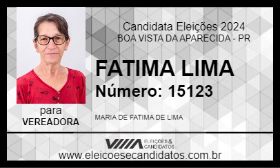 Candidato FATIMA LIMA 2024 - BOA VISTA DA APARECIDA - Eleições