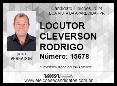 Candidato LOCUTOR CLEVERSON RODRIGO 2024 - BOA VISTA DA APARECIDA - Eleições