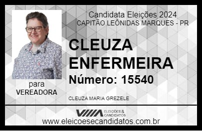 Candidato CLEUZA ENFERMEIRA 2024 - CAPITÃO LEÔNIDAS MARQUES - Eleições