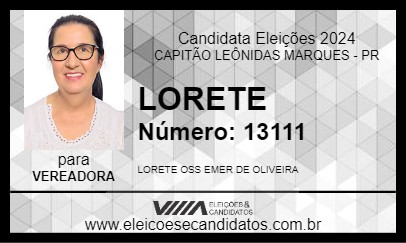 Candidato LORETE 2024 - CAPITÃO LEÔNIDAS MARQUES - Eleições