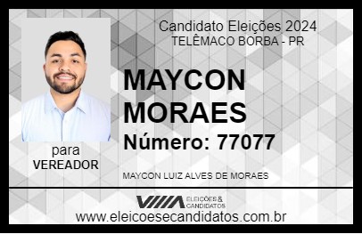 Candidato MAYCON MORAES 2024 - TELÊMACO BORBA - Eleições