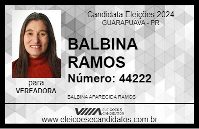 Candidato BALBINA RAMOS 2024 - GUARAPUAVA - Eleições