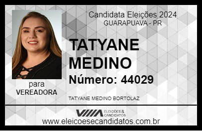 Candidato TATYANE MEDINO 2024 - GUARAPUAVA - Eleições