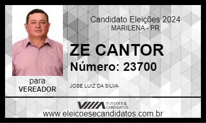 Candidato ZE CANTOR 2024 - MARILENA - Eleições