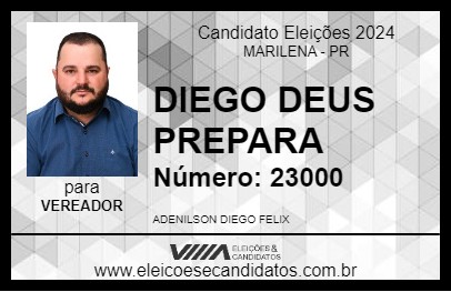 Candidato DIEGO DEUS PREPARA 2024 - MARILENA - Eleições