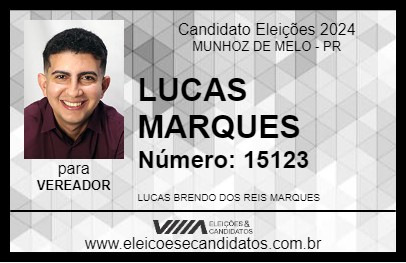 Candidato LUCAS MARQUES 2024 - MUNHOZ DE MELO - Eleições