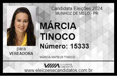 Candidato MÁRCIA TINOCO 2024 - MUNHOZ DE MELO - Eleições