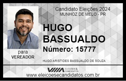 Candidato HUGO BASSUALDO 2024 - MUNHOZ DE MELO - Eleições