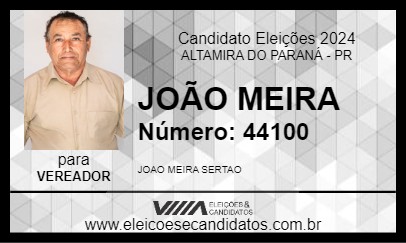 Candidato JOÃO MEIRA 2024 - ALTAMIRA DO PARANÁ - Eleições