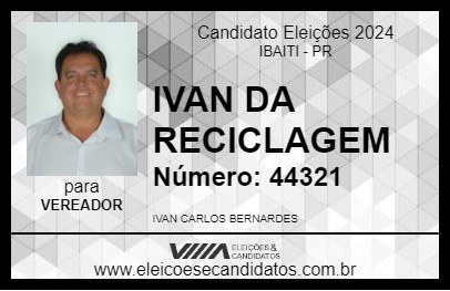 Candidato IVAN DA RECICLAGEM 2024 - IBAITI - Eleições