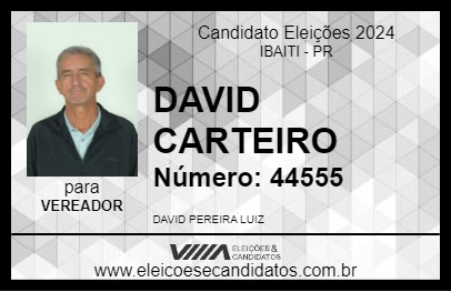 Candidato DAVID CARTEIRO 2024 - IBAITI - Eleições